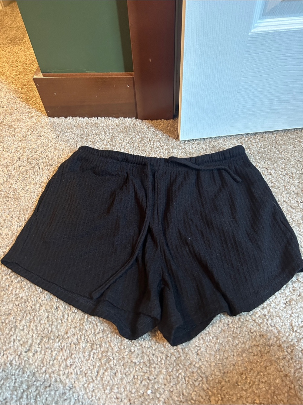 Women's Black Athletic Knit Drawstring Shorts